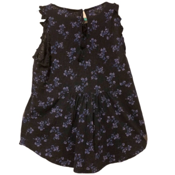 Lucky Brand Navy Floral Boho Cotton Top | Size L - Picture 5 of 8